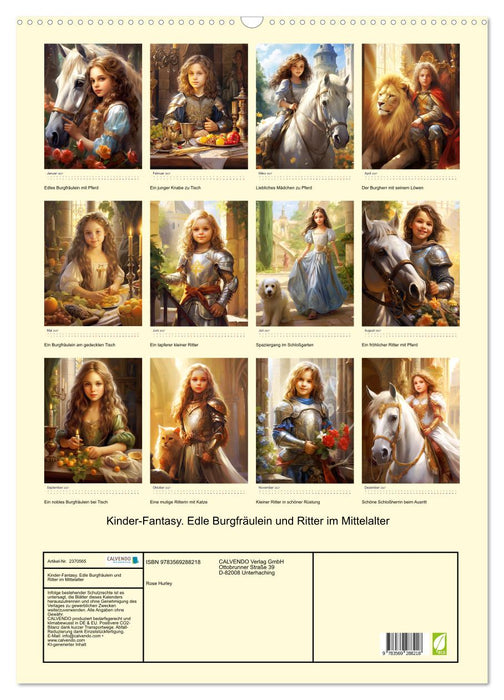 Kinder-Fantasy. Edle Burgfräulein und Ritter im Mittelalter (CALVENDO Wandkalender 2027)