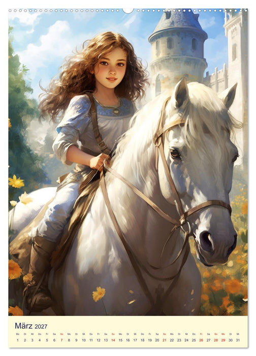 Kinder-Fantasy. Edle Burgfräulein und Ritter im Mittelalter (CALVENDO Wandkalender 2027)