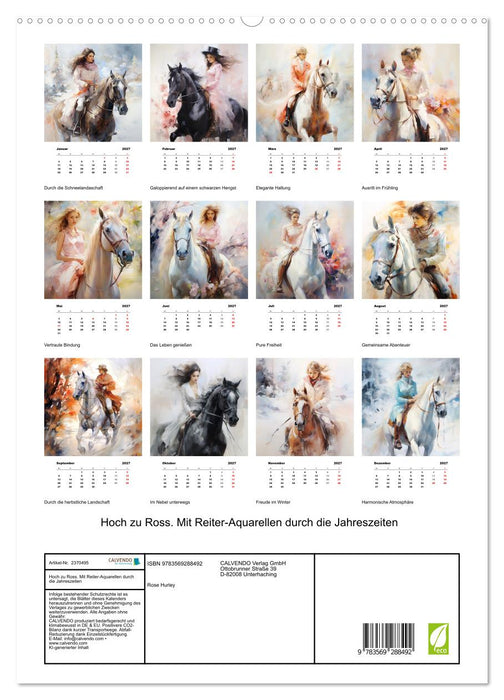 Hoch zu Ross. Mit Reiter-Aquarellen durch die Jahreszeiten (CALVENDO Premium Wandkalender 2027)