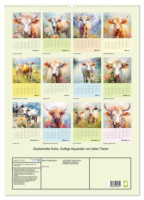 Zauberhafte Kühe. Duftige Aquarelle von tollen Tieren (CALVENDO Wandkalender 2027)