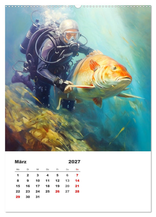 Tauchen im ewigen Blau. Eine Aquarell-Reise in die Tiefen der Meere (CALVENDO Wandkalender 2027)