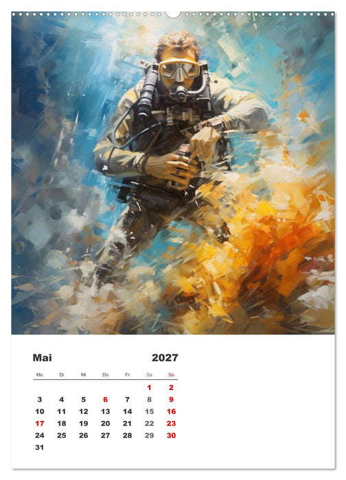 Tauchen im ewigen Blau. Eine Aquarell-Reise in die Tiefen der Meere (CALVENDO Wandkalender 2027)