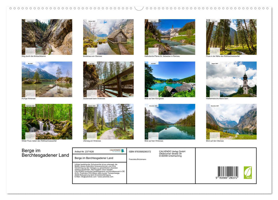 Berge im Berchtesgadener Land (CALVENDO Premium Wandkalender 2027)