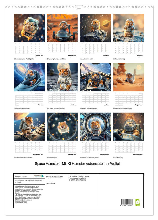 Space Hamster - Mit KI Hamster Astronauten im Weltall (CALVENDO Wandkalender 2027)