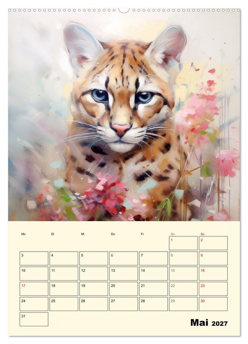Raubkatzen. Zauberhafte Aquarelle (CALVENDO Wandkalender 2027)