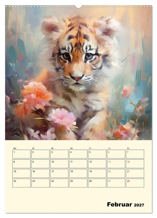Raubkatzen. Zauberhafte Aquarelle (CALVENDO Premium Wandkalender 2027)