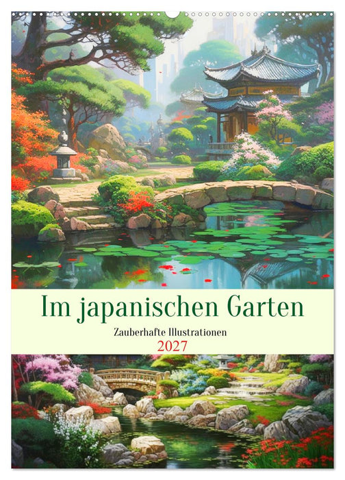 Im japanischen Garten. Zauberhafte Illustrationen (CALVENDO Wandkalender 2027)