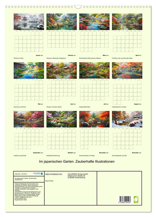 Im japanischen Garten. Zauberhafte Illustrationen (CALVENDO Wandkalender 2027)