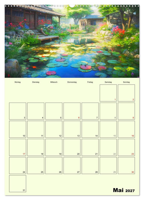 Im japanischen Garten. Zauberhafte Illustrationen (CALVENDO Wandkalender 2027)