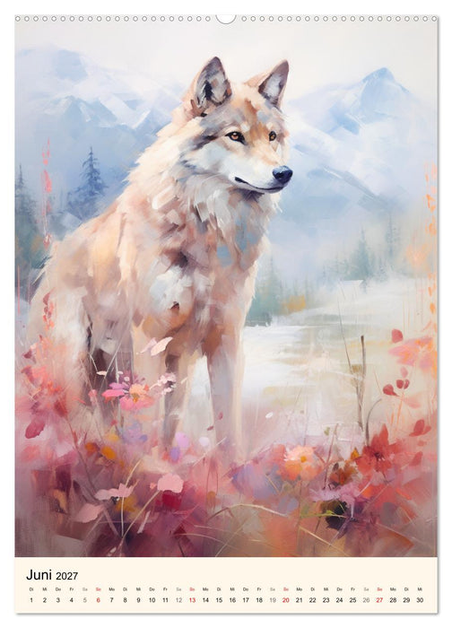 Wölfe. Zarte Aquarelle von beeindruckenden Tieren (CALVENDO Premium Wandkalender 2027)