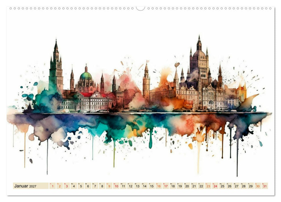 Skylines - bunte Städte (CALVENDO Wandkalender 2027)