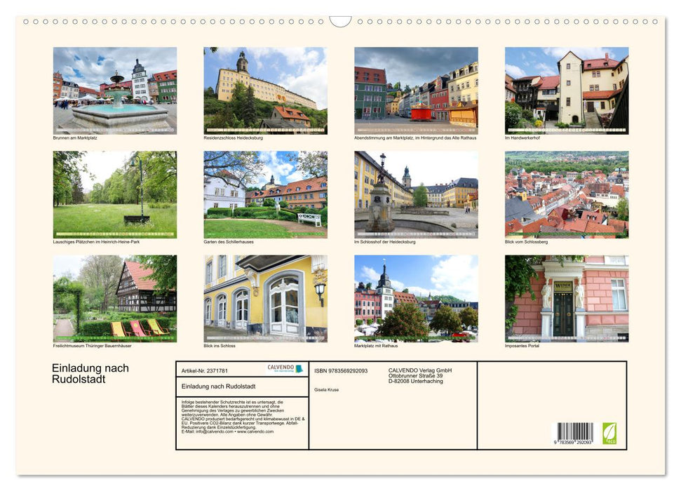 Einladung nach Rudolstadt (CALVENDO Wandkalender 2027)