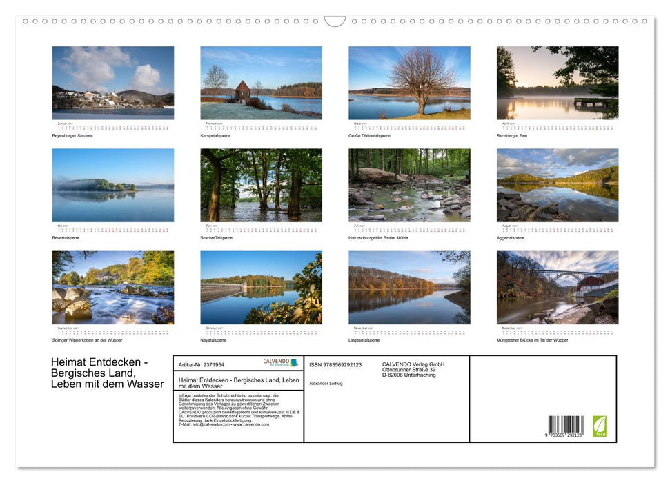 Heimat Entdecken - Bergisches Land, Leben mit dem Wasser (CALVENDO Wandkalender 2027)