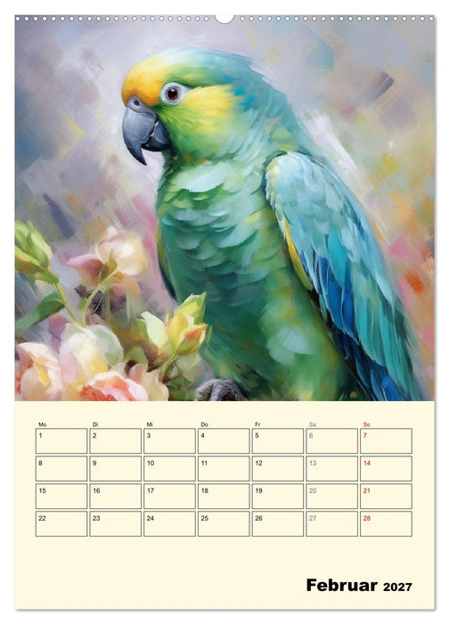 Bunte Vögel. Bezaubernde Papageien-Aquarelle (CALVENDO Premium Wandkalender 2027)