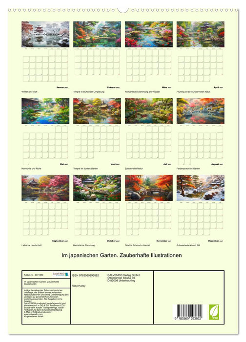 Im japanischen Garten. Zauberhafte Illustrationen (CALVENDO Premium Wandkalender 2027)