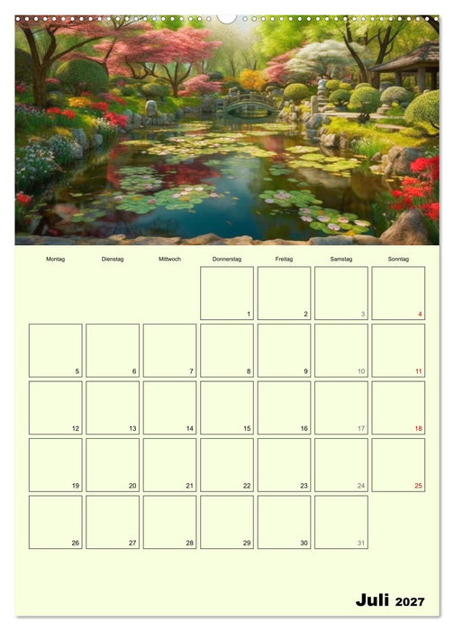Im japanischen Garten. Zauberhafte Illustrationen (CALVENDO Premium Wandkalender 2027)