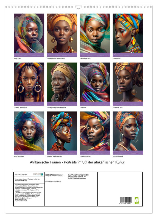 Afrikanische Frauen - Portraits im Stil der afrikanischen Kultur (CALVENDO Wandkalender 2027)
