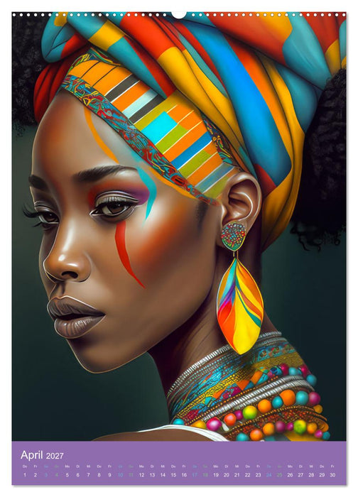 Afrikanische Frauen - Portraits im Stil der afrikanischen Kultur (CALVENDO Wandkalender 2027)