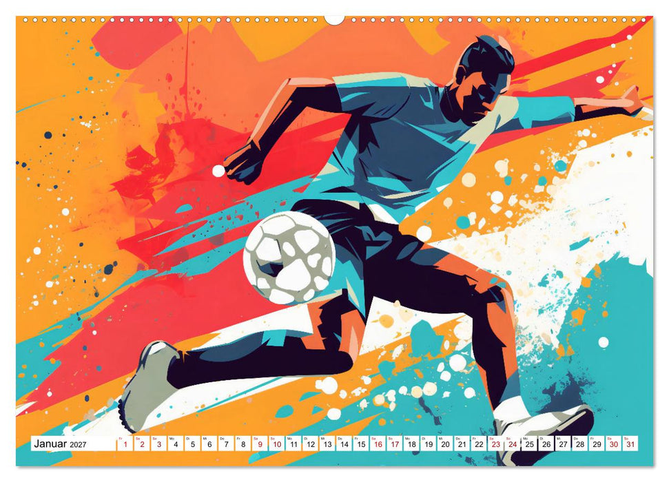 Magie des Fussballs - Illustrierte Emotionen auf dem Rasen (CALVENDO Premium Wandkalender 2027)