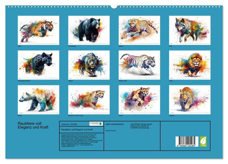 Raubtiere voll Eleganz und Kraft (CALVENDO Premium Wandkalender 2027)