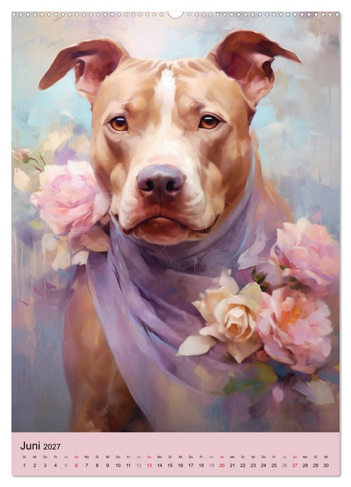 Pit Bull Aquarelle. Illustrationen von tollen Hunden (CALVENDO Premium Wandkalender 2027)