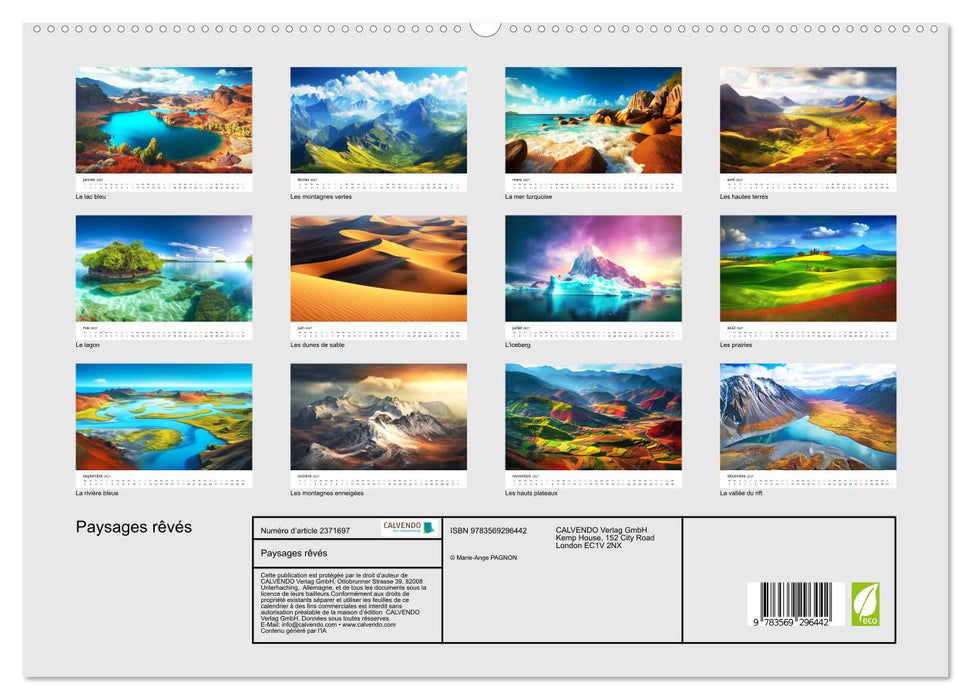 Paysages rêvés (CALVENDO Calendrier supérieur 2027)