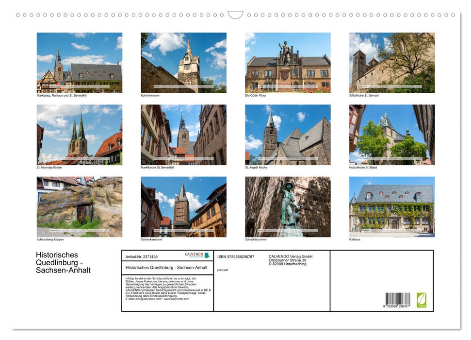 Historisches Quedlinburg - Sachsen-Anhalt (CALVENDO Wandkalender 2027)