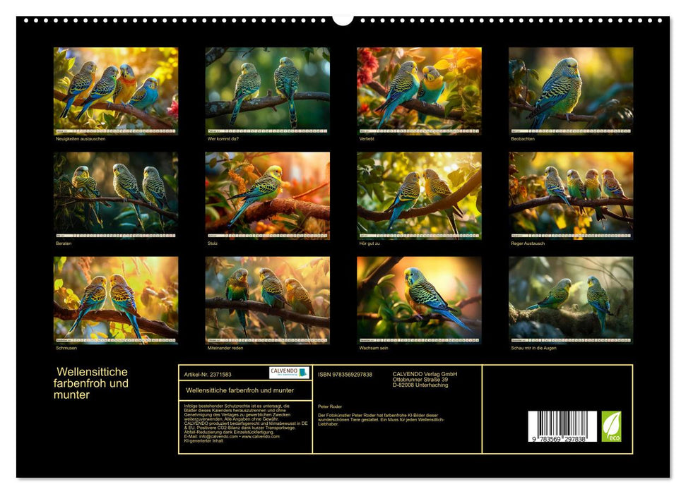 Wellensittiche farbenfroh und munter (CALVENDO Premium Wandkalender 2027)