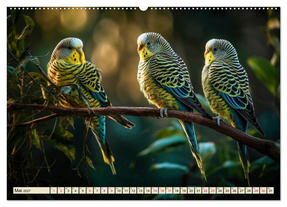 Wellensittiche farbenfroh und munter (CALVENDO Premium Wandkalender 2027)