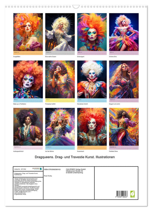 Dragqueens. Drag- und Travestie Kunst. Illustrationen (CALVENDO Wandkalender 2027)