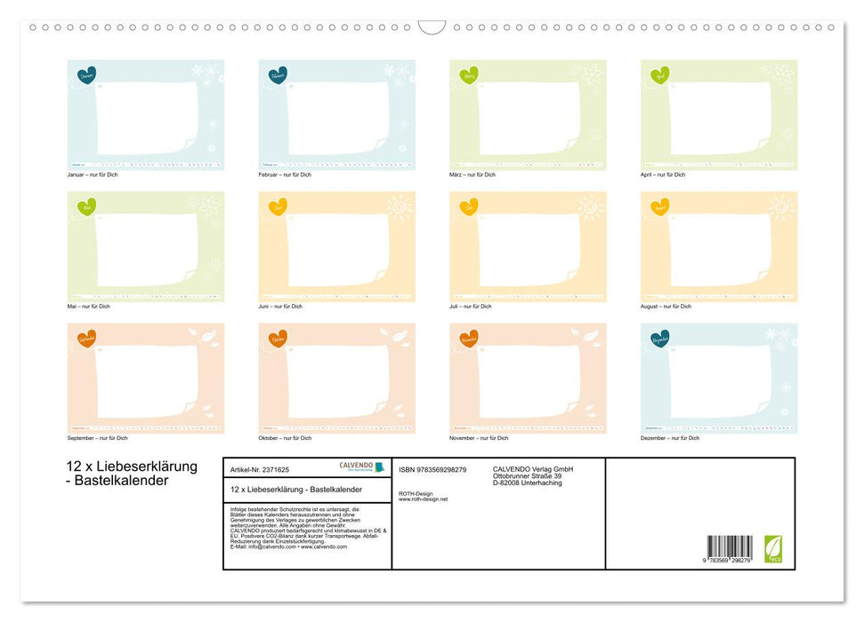 12 x Liebeserklärung - Bastelkalender (CALVENDO Wandkalender 2027)