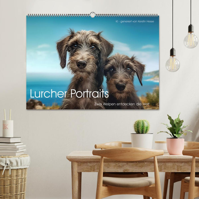 Lurcher Portraits - Zwei Welpen entdecken die Welt (CALVENDO Wandkalender 2027)
