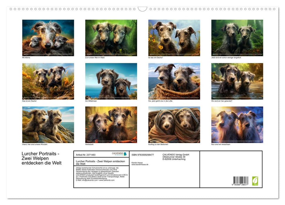 Lurcher Portraits - Zwei Welpen entdecken die Welt (CALVENDO Wandkalender 2027)