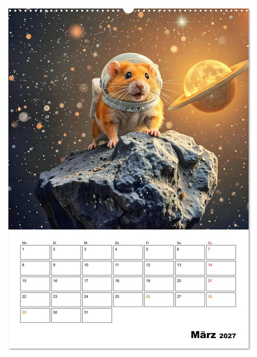 Space Hamster - Mit KI Hamster Astronauten im Weltall (CALVENDO Premium Wandkalender 2027)