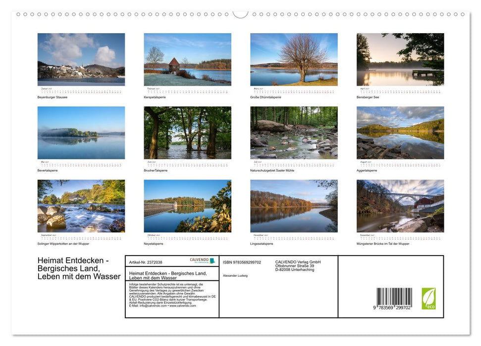 Heimat Entdecken - Bergisches Land, Leben mit dem Wasser (CALVENDO Premium Wandkalender 2027)