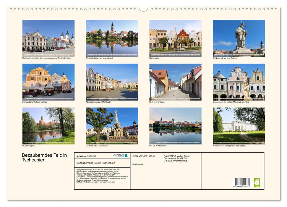 Bezauberndes Telc in Tschechien (CALVENDO Wandkalender 2027)
