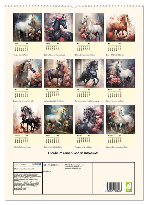 Pferde im romantischen Barockstil (CALVENDO Premium Wandkalender 2027)