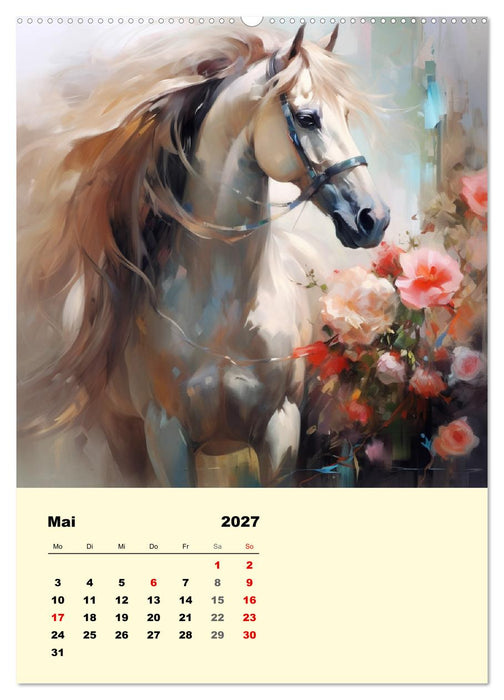 Pferde im romantischen Barockstil (CALVENDO Premium Wandkalender 2027)
