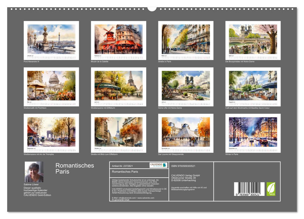 Romantisches Paris (CALVENDO Premium Wandkalender 2027)