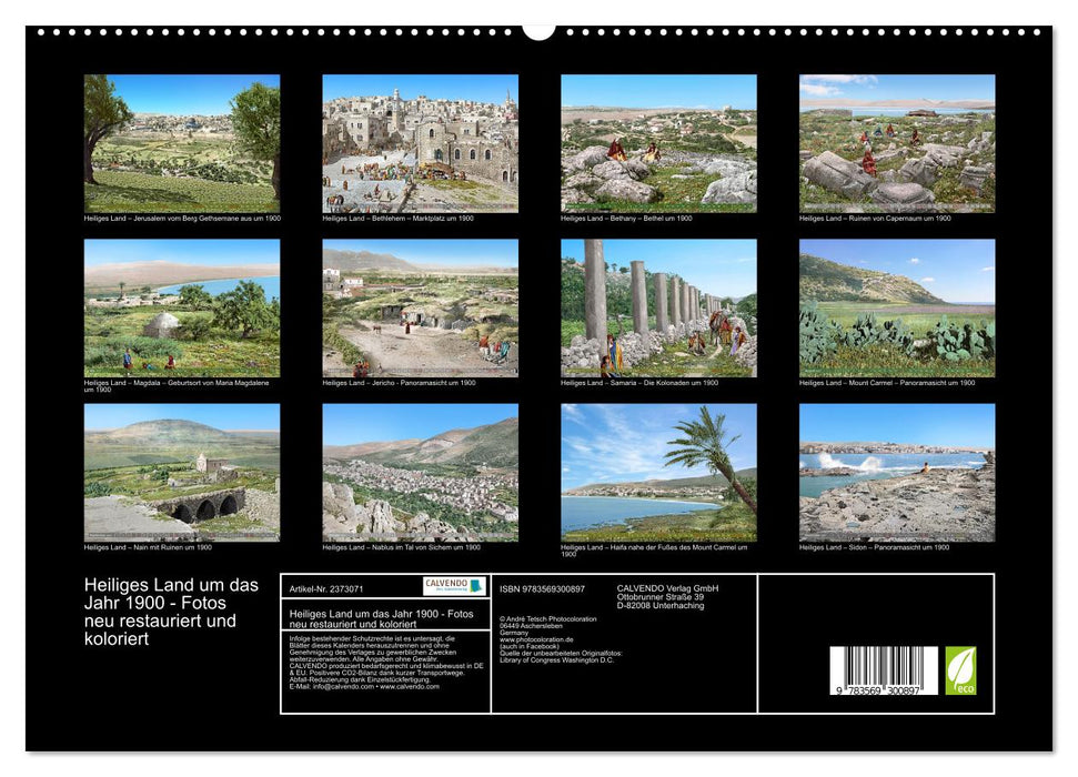 Heiliges Land um das Jahr 1900 - Fotos neu restauriert und koloriert (CALVENDO Premium Wandkalender 2027)