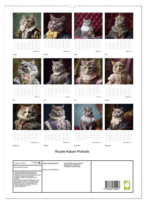 Royale Katzen Portraits (CALVENDO Premium Wandkalender 2027)