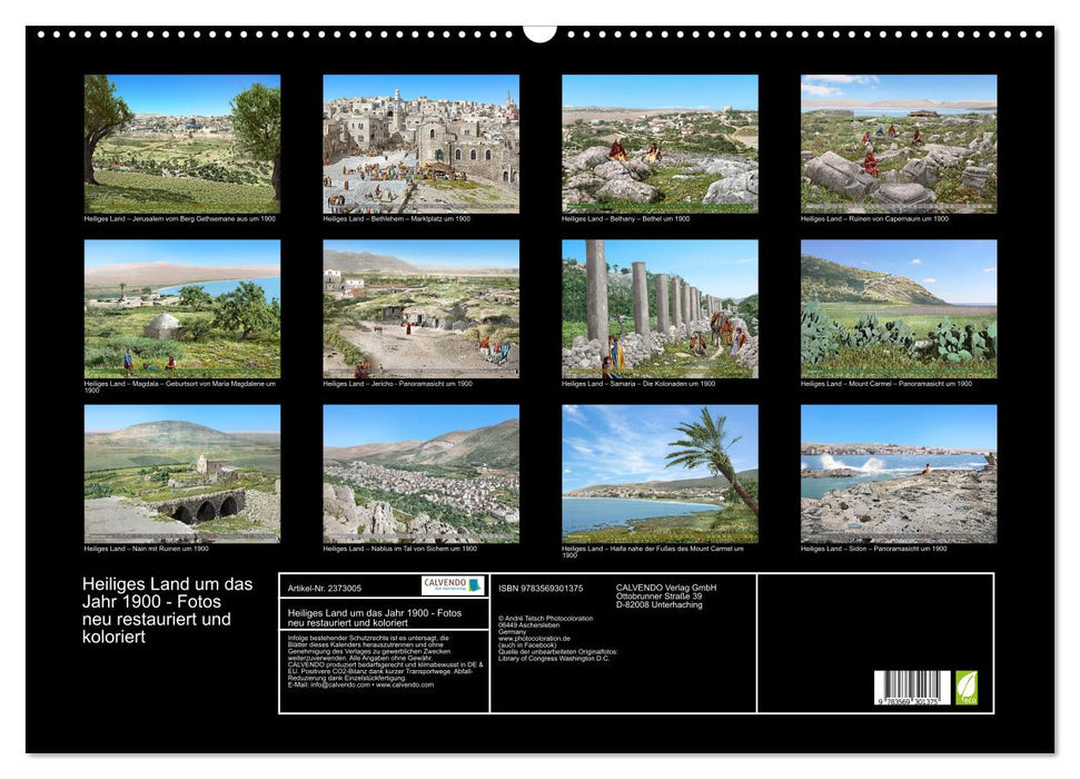 Heiliges Land um das Jahr 1900 - Fotos neu restauriert und koloriert (CALVENDO Wandkalender 2027)