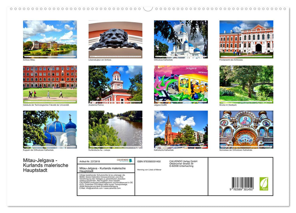 Mitau-Jelgava - Kurlands malerische Hauptstadt (CALVENDO Premium Wandkalender 2027)