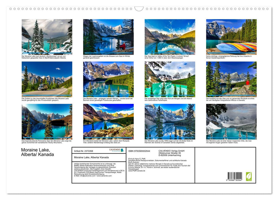 Moraine Lake, Alberta/ Kanada (CALVENDO Wandkalender 2027)