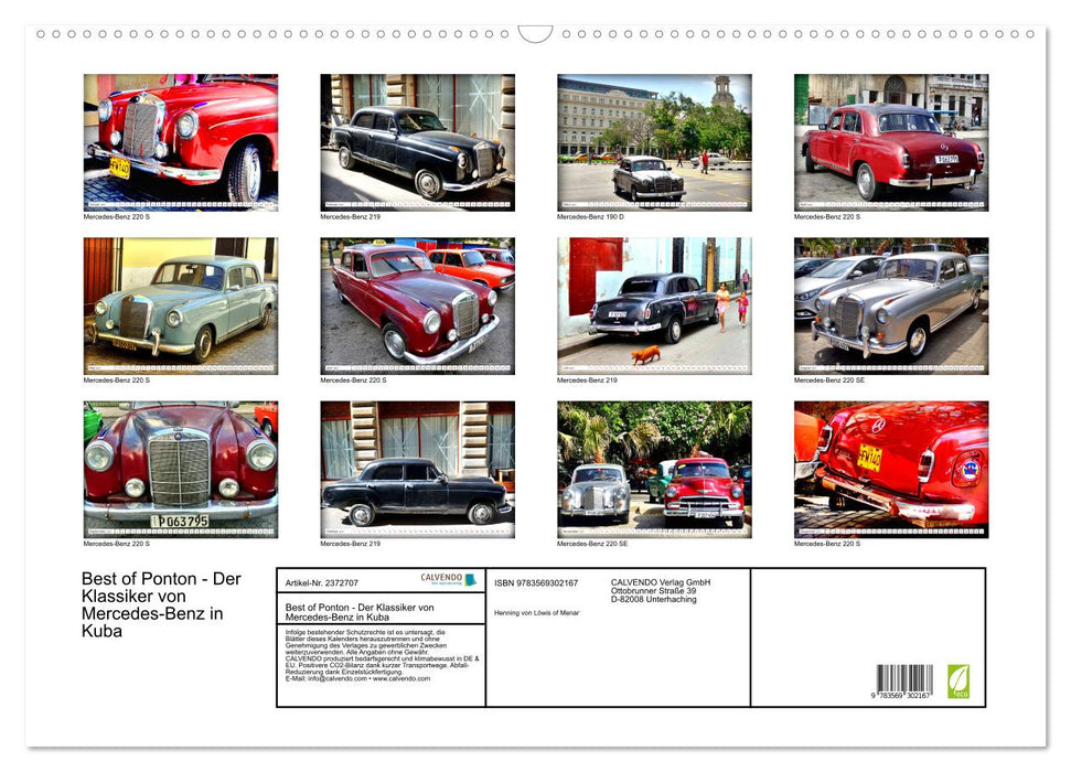 Best of Ponton - Der Klassiker von Mercedes-Benz in Kuba (CALVENDO Wandkalender 2027)