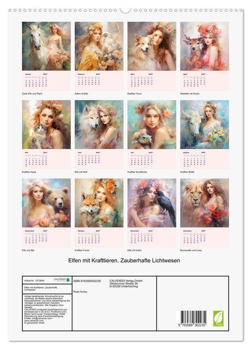 Elfen mit Krafttieren. Zauberhafte Lichtwesen (CALVENDO Premium Wandkalender 2027)