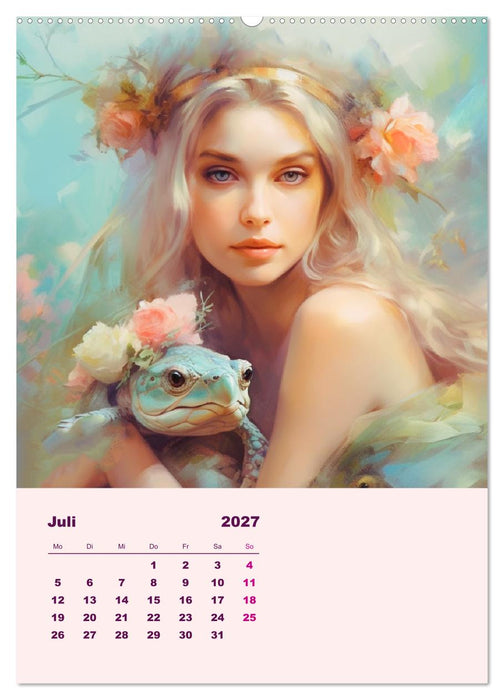 Elfen mit Krafttieren. Zauberhafte Lichtwesen (CALVENDO Premium Wandkalender 2027)