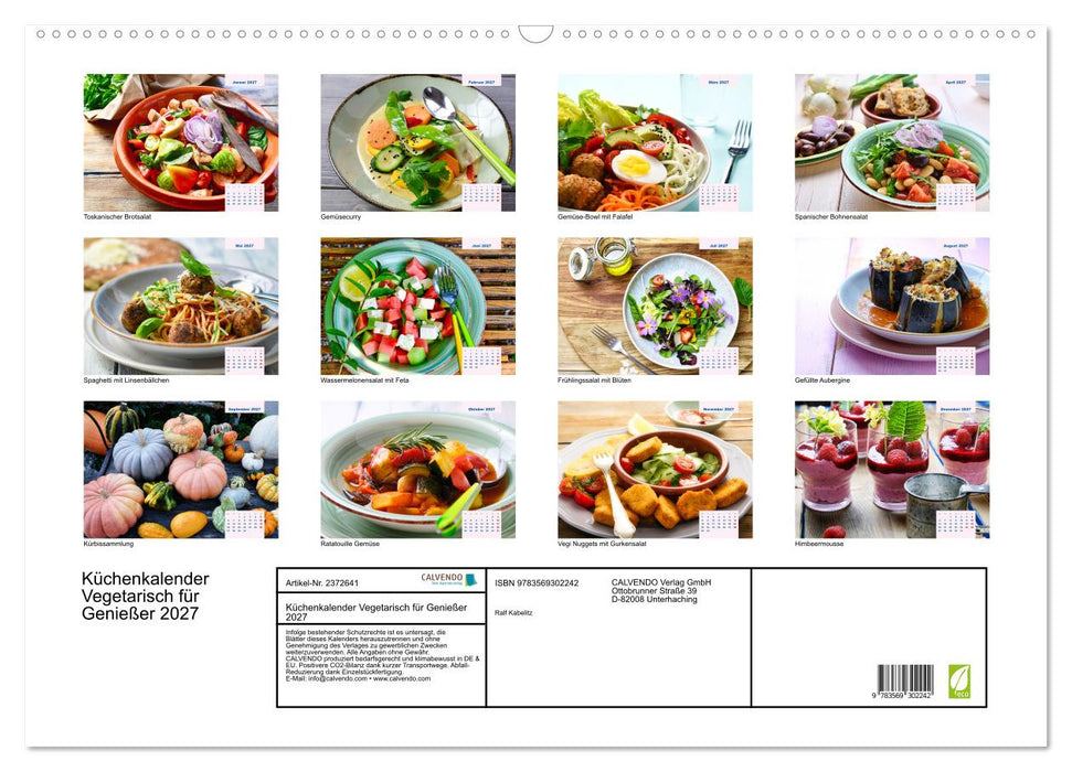 Küchenkalender Vegetarisch für Genießer 2027 (CALVENDO Wandkalender 2027)