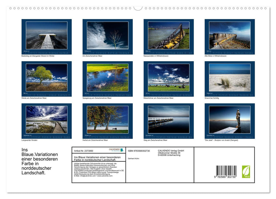 Ins Blaue.Variationen einer besonderen Farbe in norddeutscher Landschaft. (CALVENDO Premium Wandkalender 2027)
