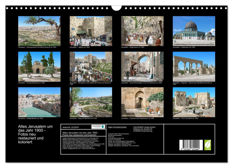 Altes Jerusalem um das Jahr 1900 - Fotos neu restauriert und koloriert (CALVENDO Wandkalender 2027)
